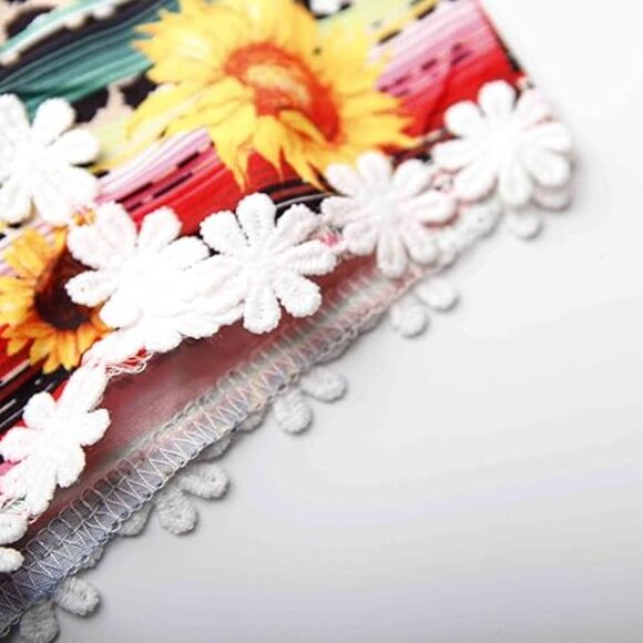 Toddler Baby Girl Sunflower Outfit Off Shoulder Ruffle Romper Jumpsuit - Picture 5 of 6